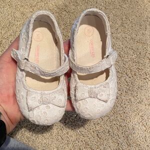 White Kids Shoes with Bow Detail